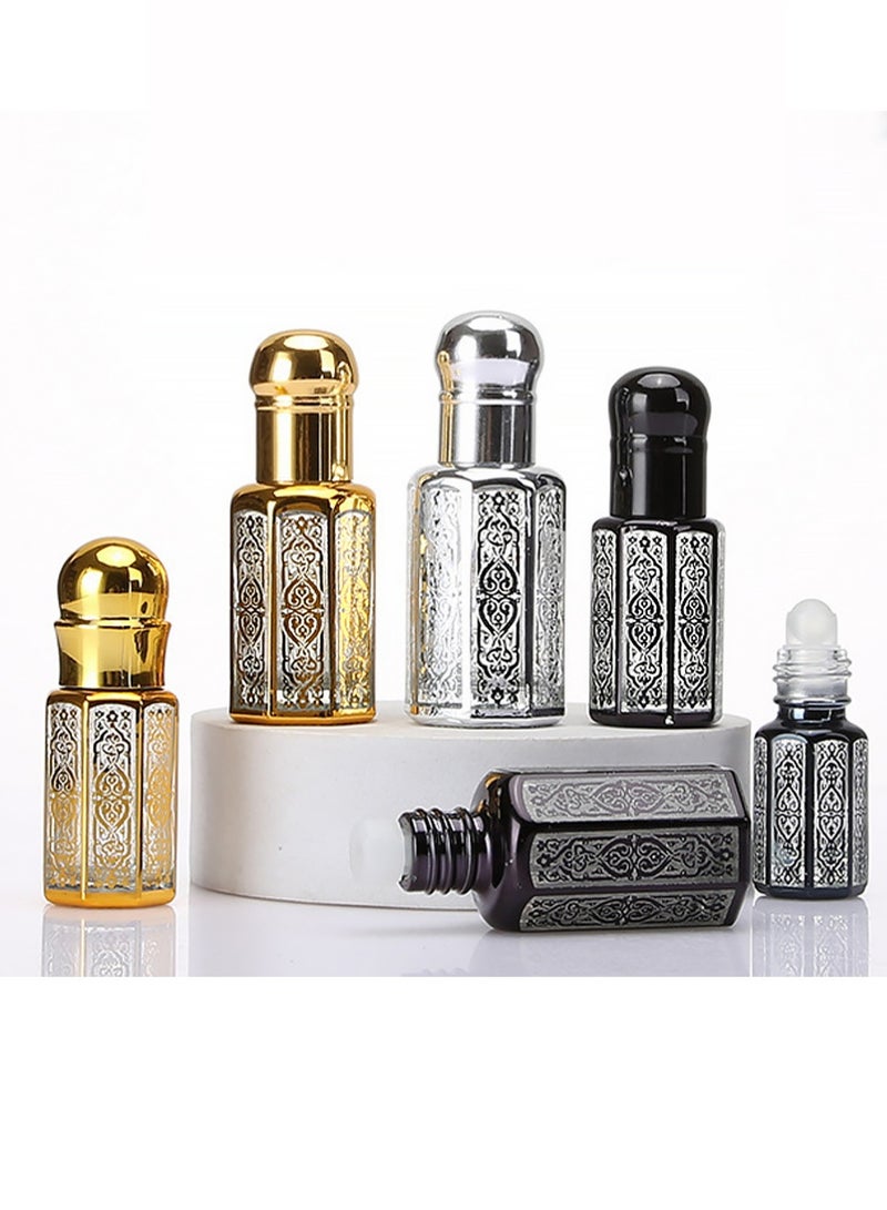 YOUGE 6 Pack Crystal Glass Roller Bottle 3ml+6ml+12ml Refillable Roll-on Bottle Essential Oil Dispenser Aromatherapy Perfume Bottle Container for Travel Home Use - Image 1